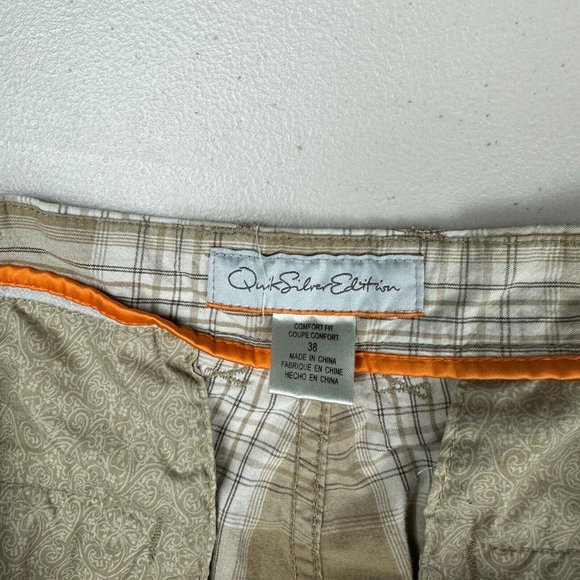 Quiksilver Edition Plaid Cargo Shorts Men Adult Size 38 Brown Used - Picture 5 of 10